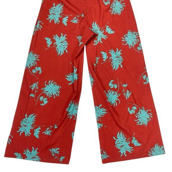 Nasty Gal Collection Wide Leg Pants Women 8 Red Floral Boho Beachy Comfy Trouser - Picture 8 of 15